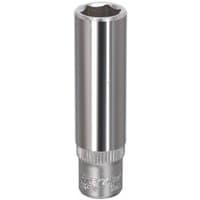 Sealey S1409D Walldrive socket, 9mm deep, 1/4in square drive, shiny silver finish with textured grip.