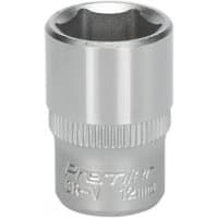 Sealey S1412 Walldrive® Socket, 12mm, 1/4inSq drive, silver chrome finish with knurled grip and engraved branding.