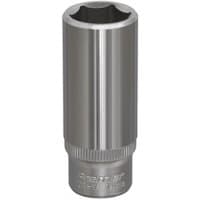 Sealey S1414D Walldrive socket, 14mm deep, 1/4in square drive, silver metallic finish with ribbed grip.
