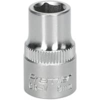 Silver Sealey 9mm Walldrive® socket with 3/8in square drive and knurled grip.