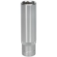 Silver Sealey Walldrive socket, 13mm deep, 3/8in square drive, cylindrical with engraved branding at the base.