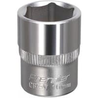 Silver Sealey Walldrive® socket, 16mm, 3/8inSq drive, with knurled grip and engraved branding.