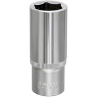 Sealey S3818D Walldrive socket, 18mm deep, 3/8in square drive, silver chrome finish with knurled grip.