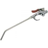 Sealey air blow gun, palm type, 180mm, silver metal body, red trigger, curved nozzle, 1/4in BSP air inlet.