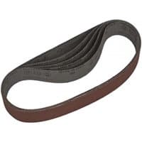 Sealey sanding belt pack of 5, 30x540mm, 80 grit, brown abrasive surface with dark backing, looped design.