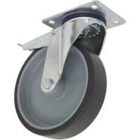 Sealey medium-duty swivel castor wheel, grey thermoplastic with metal bracket and total lock, 100mm diameter.