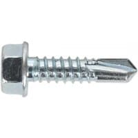 Self-drilling screw 6.3x25mm with hex head, zinc finish, sharp tip, and threaded body, pack of 100 by Sealey.