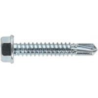 Hex head zinc self-drilling screw, 6.3 x 38mm, silver finish, pack of 100, by Sealey.