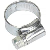 Zinc-plated Sealey hose clip, adjustable diameter 13-19mm, with a screw mechanism, pack of 30.