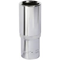 Sealey SP1222D Walldrive socket, 22mm deep, 1/2in square drive, fully polished silver finish.