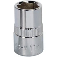 Sealey 11mm Walldrive socket, 3/8in square drive, fully polished chrome finish with knurled grip section.