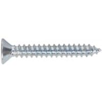 Silver Sealey self-tapping screw, 3.5 x 25mm, countersunk head, Pozi drive, pack of 100.