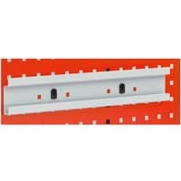 Sealey Storage Bin Strip 450mm, gray metal strip with mounting holes, attached to red perforated board.
