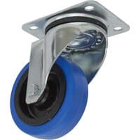 Sealey swivel plate castor with blue elastic wheel and silver metal bracket.
