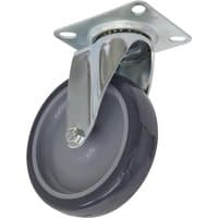Sealey Swivel Plate Castor Grey with metal bracket, grey rubber wheel, and four-hole mounting plate.