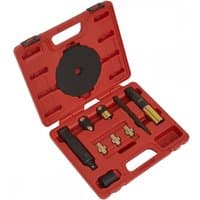 Red Sealey locking wheel nut removal set in a case with various sockets and tools.