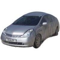Sealey TDCCM medium car cover, transparent plastic, fits snugly over a silver sedan, protecting from elements.