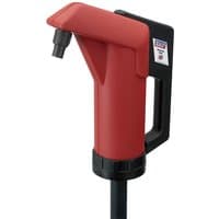 Red and black Sealey TP66 self-priming heavy-duty lever pump with ergonomic handle and angled spout.