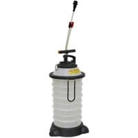White Sealey TP6908 manual vacuum oil extractor with ribbed body, black base, and long extraction tube.
