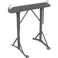 Sealey TS02 floor-standing sheet metal folder with gray metal frame and adjustable clamps.