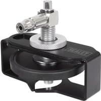 Sealey brake and clutch bleeder adaptor cap, black with silver fittings and threaded connector, rectangular shape.