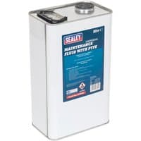 White rectangular Sealey canister with blue label, black cap, and "Universal PTFE Maintenance Fluid" text.