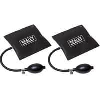 Black Sealey air cushion panel bags with hand pump bulbs and Sealey logo on each bag.