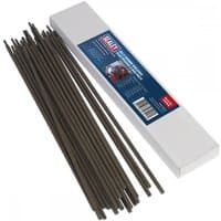 Sealey WE2540 welding electrodes Ø4 x 350mm, 2.5kg pack, dark rods with white box and blue label.