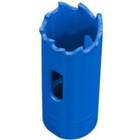 Blue Sealey HSS hole saw blade, 19mm diameter, with jagged cutting edge and side openings.