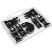 Sealey Worksafe 7 Piece OIS blade set in black with various shapes, stored in a clear plastic case.