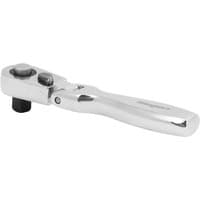 Silver Siegen 1/4" drive flexi head micro ratchet with a compact design and ergonomic handle.