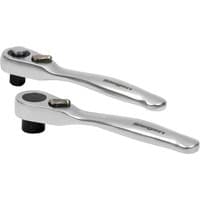 Silver Siegen 2 Piece 1/4" Drive Micro Ratchet and Bit Driver Set with sleek handles and compact design.