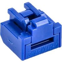 Blue SmartKeeper RJ-45 port blocker with rectangular shape and locking mechanism, pack of 12 pieces.