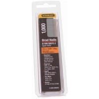 Stanley 15mm brad nails pack, 1000 count, in clear plastic case with black and orange label.
