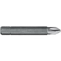Stanley Phillips bit Ph2 x 50mm, silver metal finish, hexagonal base, pointed tip, box of 10.