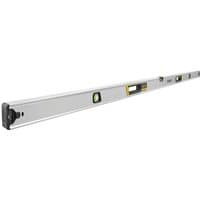Stanley Fatmax Xtreme Box Beam Level 200cm, silver with black end caps and multiple yellow-accented vials.