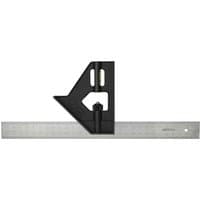 Stanley Lightweight Combination Square with a silver metal ruler and black adjustable head with level bubble.