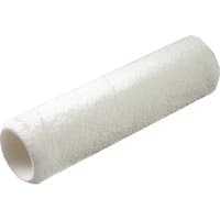 White Stanley microfibre paint roller sleeve, cylindrical with a smooth texture.
