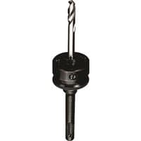 Starrett A2-1 Arbor with SDS shank, black body, and silver drill bit, designed for 32mm-210mm hole saws.