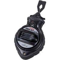 Black Tajima Chalk Rite CR301 with jam-free 5-gear system, ergonomic grip, and retractable hook.