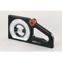 Black Tajima Slant 100 angle meter with rotating dual scale, red knob, and built-in level bubble.