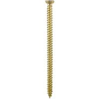 Yellow Timco concrete screw, flat countersunk head, 7.5x120mm, threaded shaft, Tx drive, single piece.
