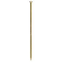 Yellow TIMCO drywall screw, 4.8 x 125mm, bugle head, coarse thread, single screw shown vertically.