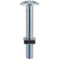 Timco zinc roofing bolt M8 x 200 with square nut, silver finish, box of 50, threaded shank and domed head.