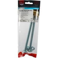 TIMCO zinc carriage bolts and hex nuts, M10 x 150mm, in clear packaging with red and black label.