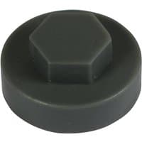 Slate grey hex head cover cap, 16mm, with smooth finish and hexagonal top by TIMCO.