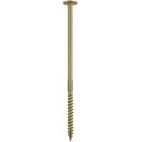 Green organic TIMCO timber screw, 8.0 x 350mm, with a wafer head and sharp threaded tip.