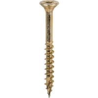 Yellow TIMCO C2 Clamp-Fix screw, 5.0 x 50mm, double countersunk head, sharp threaded body, single screw shown.