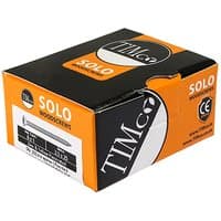 TIMCO box of yellow Solo chipboard screws, double countersunk, size 6.0 x 120, black and orange packaging.