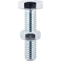 TIMCO zinc set screw and hex nut, Grade 8.8, M6 x 20, silver finish with threaded shaft and hexagonal head.